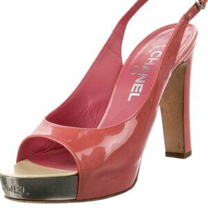 Chanel 2012 Patent Leather Slingback Sandals